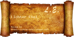 Lichter Etel névjegykártya